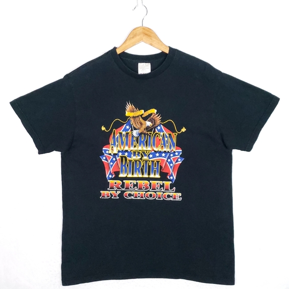 Vintage American By Birth Rebel By Choice Patriot Bald Eagle T-shirt - Picture 1 of 6